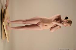 Nude Woman White Standing poses - ALL Slim long blond Standing poses - simple Standard Photoshoot Pinup