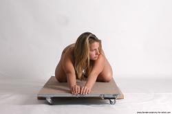 Nude Woman White Laying poses - ALL Slim Laying poses - on stomach long blond Pinup