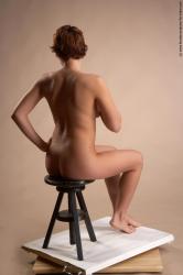 Nude Woman White Sitting poses - ALL Slim short red Sitting poses - simple Pinup
