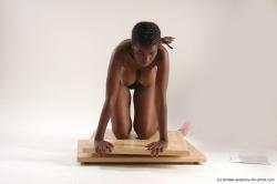 Nude Woman White Kneeling poses - ALL Slim Kneeling poses - on both knees dreadlocks black Pinup