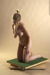 Nude Woman White Kneeling poses - ALL Slim Kneeling poses - on both knees long blond Pinup