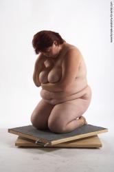 Nude Woman White Kneeling poses - ALL Overweight short colored Pinup