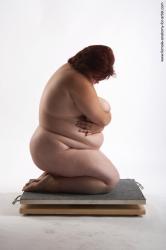 Nude Woman White Kneeling poses - ALL Overweight short colored Pinup
