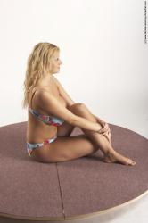 Swimsuit Woman White Sitting poses - ALL Slim long blond Sitting poses - simple Academic