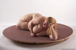 Nude Woman White Laying poses - ALL Overweight Laying poses - on side long blond Pinup
