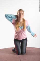 Casual Woman White Laying poses - ALL Slim Laying poses - on side long blond Academic
