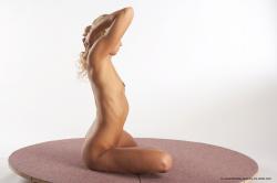 Nude Woman White Kneeling poses - ALL Slim Kneeling poses - on both knees long blond Pinup