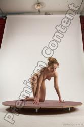 Nude Woman White Kneeling poses - ALL Slim Kneeling poses - on one knee medium colored Multi angle poses Pinup