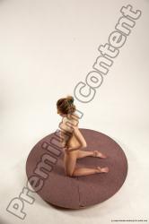 Nude Woman White Kneeling poses - ALL Slim Kneeling poses - on both knees medium colored Multi angle poses Pinup
