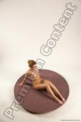 Nude Woman White Kneeling poses - ALL Slim Kneeling poses - on one knee medium colored Multi angle poses Pinup
