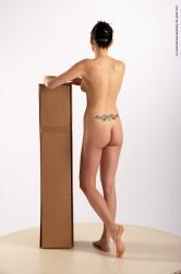 Nude Woman White Standing poses - ALL Slim long black Standing poses - simple Pinup