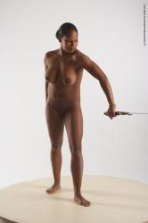 Nude Fighting with sword Woman Black Standing poses - ALL Slim medium black Standing poses - simple Pinup