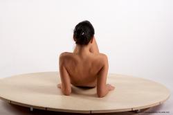 Nude Woman White Kneeling poses - ALL Slim medium brown Pinup