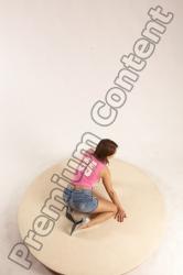 Casual Woman White Kneeling poses - ALL Slim Kneeling poses - on both knees medium brown Multi angle poses Academic