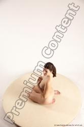 Nude Woman White Sitting poses - ALL Slim long brown Sitting poses - on knees Multi angle poses Pinup