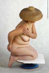 Nude Woman White Sitting poses - ALL Overweight long black Sitting poses - on knees Pinup