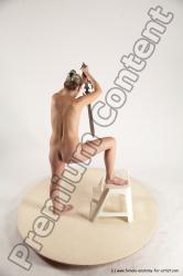 Nude Fighting with sword Woman White Standing poses - ALL Slim long blond Standing poses - simple Multi angle poses Pinup