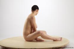Nude Woman White Sitting poses - ALL Slim long brown Sitting poses - simple Pinup