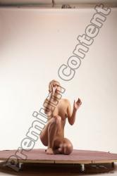Nude Woman White Kneeling poses - ALL Slim Kneeling poses - on one knee long blond Multi angle poses Pinup