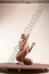 Nude Woman White Kneeling poses - ALL Slim Kneeling poses - on one knee long blond Multi angle poses Pinup