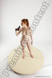 Nude Fighting with gun Woman White Standing poses - ALL Slim long red Standing poses - simple Multi angle poses Pinup