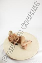 Nude Woman White Laying poses - ALL Slim Laying poses - on back long blond Multi angle poses Pinup