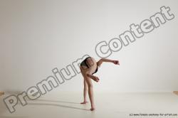 Underwear Gymnastic poses Woman White Athletic long blond Dancing Dynamic poses Academic