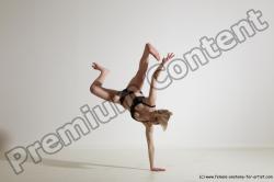 Underwear Gymnastic poses Woman White Athletic long blond Dancing Dynamic poses Academic