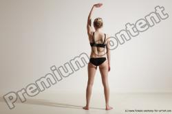 Underwear Gymnastic poses Woman White Athletic long blond Dancing Dynamic poses Academic