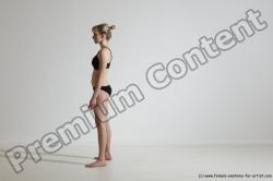 Underwear Gymnastic poses Woman White Slim long blond Dancing Dynamic poses Academic