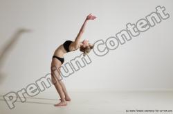 Underwear Gymnastic poses Woman White Slim long blond Dancing Dynamic poses Academic