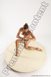 Nude Fighting with knife Woman White Kneeling poses - ALL Slim Kneeling poses - on one knee long red Multi angle poses Pinup