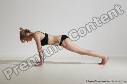 Underwear Gymnastic poses Woman White Moving poses Slim long blond Dynamic poses Academic