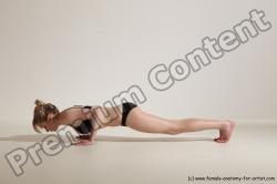 Underwear Gymnastic poses Woman White Moving poses Slim long blond Dynamic poses Academic