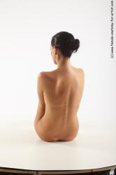 Nude Woman White Sitting poses - ALL Slim long brown Sitting poses - simple Pinup