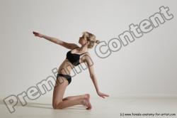 Underwear Gymnastic poses Woman White Moving poses Slim long blond Dynamic poses Academic