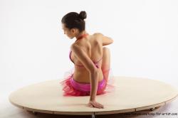 Sportswear Gymnastic poses Woman White Sitting poses - ALL Slim long brown Sitting poses - simple Academic