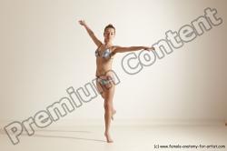 Swimsuit Woman White Slim long brown Dancing Dynamic poses Academic