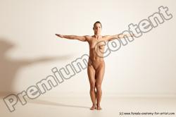 Nude Woman White Athletic medium brown Dancing Dynamic poses Pinup