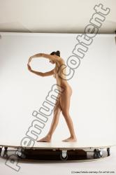 Nude Woman White Slim long brown Dancing Multi angle poses Pinup