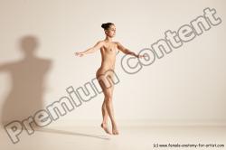 Nude Woman White Slim long black Dancing Dynamic poses Pinup