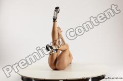 Nude Woman White Laying poses - ALL Slim Laying poses - on back long brown Multi angle poses Pinup