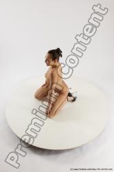 Nude Woman White Kneeling poses - ALL Slim Kneeling poses - on both knees long brown Multi angle poses Pinup