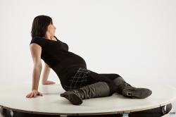 Casual Woman White Sitting poses - ALL Pregnant long brown Sitting poses - simple Academic