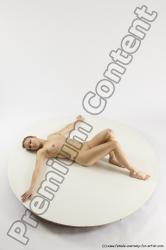 Nude Woman White Laying poses - ALL Athletic Laying poses - on back long blond Multi angle poses Pinup