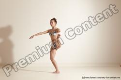 Swimsuit Gymnastic poses Woman White Moving poses Slim long brown Dynamic poses Academic