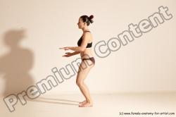 Underwear Martial art Woman White Moving poses Average long colored Dynamic poses Academic