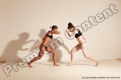 Underwear Martial art Woman - Woman White Moving poses Athletic medium brown Dynamic poses Academic