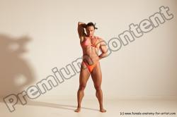 Swimsuit Woman White Moving poses Muscular long brown Dynamic poses Academic