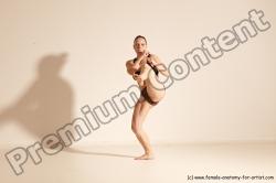 Underwear Martial art Woman White Moving poses Average long colored Dynamic poses Academic